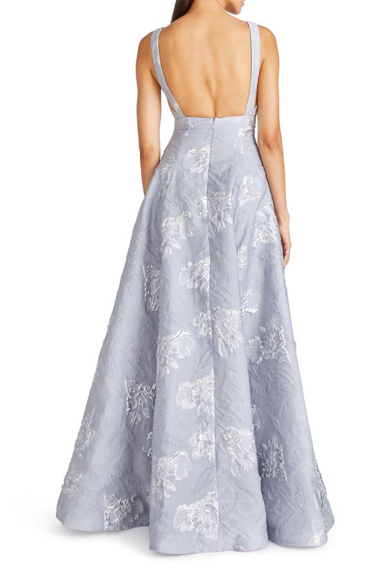 Shop ml Monique Lhuillier Madeline Jacquard Gown In Silver