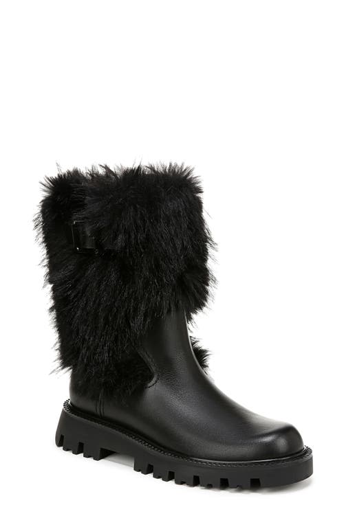 Franco Sarto Brina Moto Bootie in Black Faux Fur 