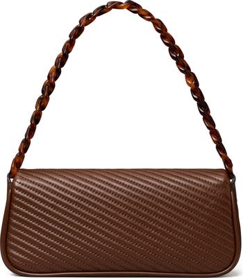 Tory Burch Kira Quilted Leather Shoulder Bag in Brown