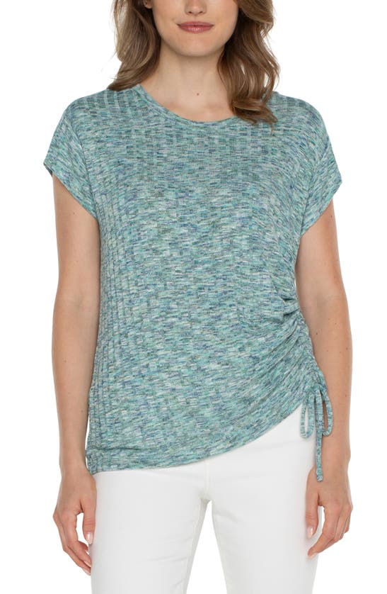 Shop Liverpool Los Angeles Ruched Space Dye T-shirt In Mermaid