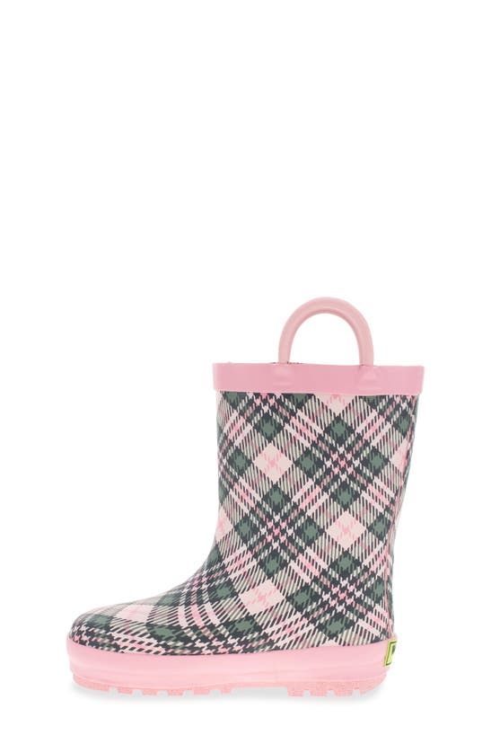 Shop Western Chief Kids' Precious Plaid Faux Fur Lined Rain Boot In Pink