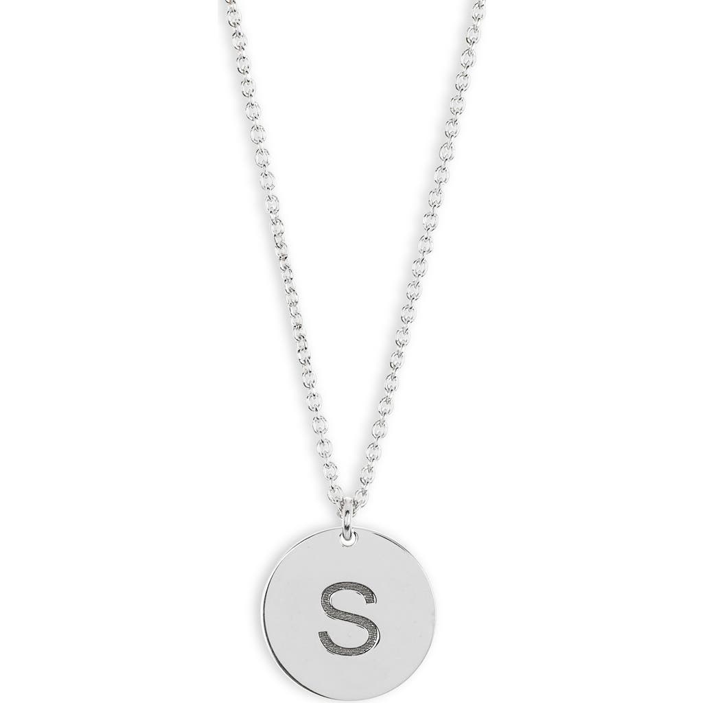 Meshmerise Initial Disc Pendant Necklace In White-s