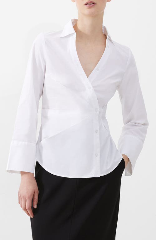 French Connection Isabelle Asymmetric Cotton Shirt In Linen Whit