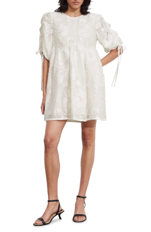 Shop & Other Stories Floral Puff Sleeve Shift Minidress In White Light