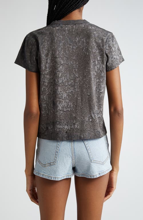 Shop Alexander Wang Logo Debossed Splatter Print Shrunken T-shirt In Steel Grey Splatter