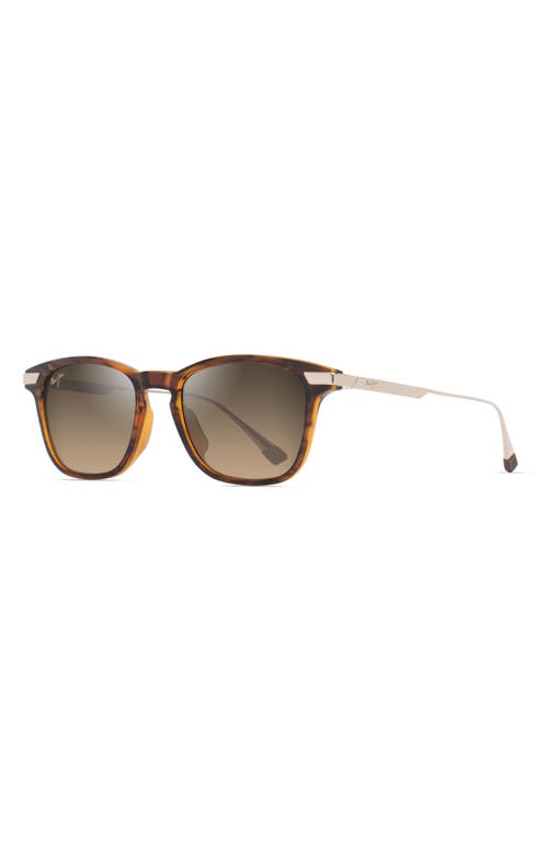 Maui Jim Manaolana 51mm Polarized Square Sunglasses In Shiny Dark Havana W/gold