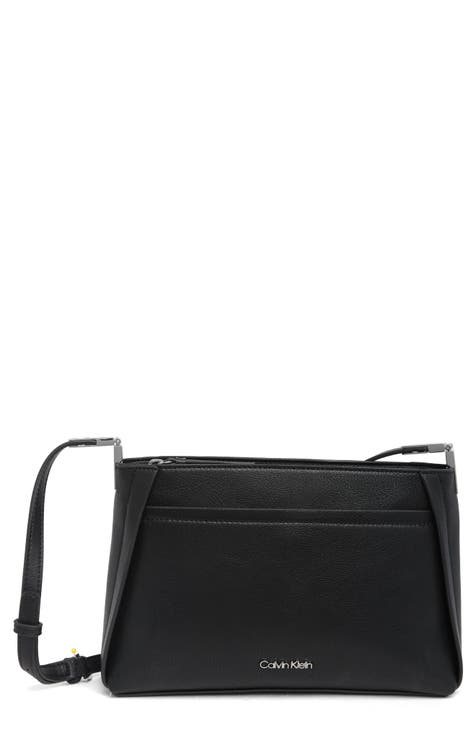 Calvin Klein Lily Monogram Logo Zip Crossbody Bag in Natural