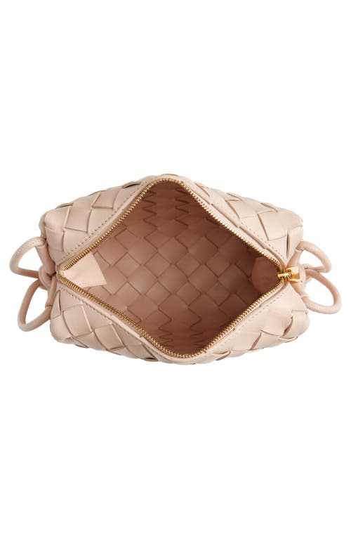 Shop Bottega Veneta Small Intrecciato Leather Crossbody Bag In Lotus/gold