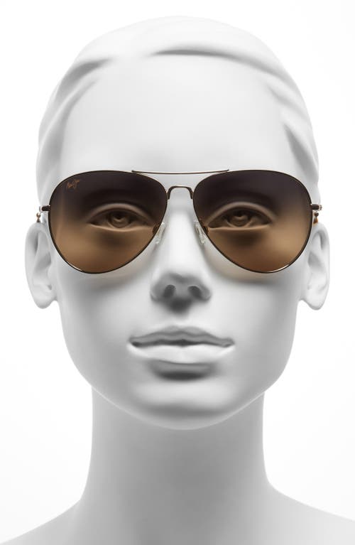 Maui Jim Mavericks 61mm Polarized Oversize Aviator Sunglasses In Gold/bronze