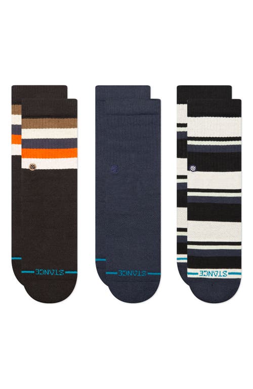 Shop Stance Kids' Malibu Stripe Assorted 3-pack Crew Socks In Black