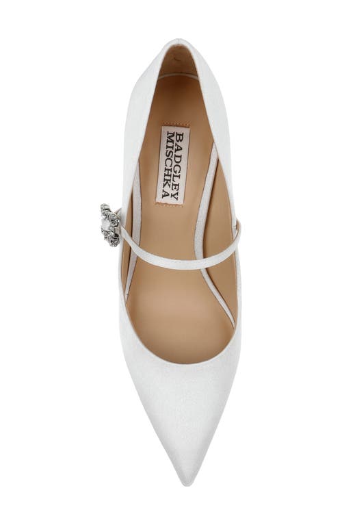 Shop Badgley Mischka Collection Antonia Pointed Toe Mary Jane Pump In White Crepe