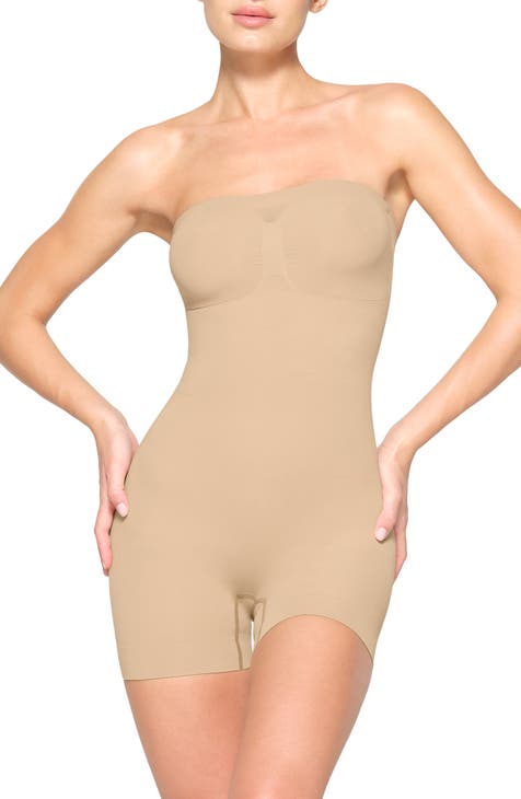 Womens Tummy Control Shapewear Invi Halft Back Bra Bodysuit Club Night  Skims Waist Cincher Body Shaper Beige at  Women's Clothing store