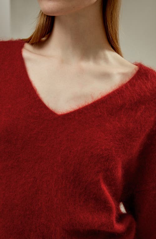 Lilysilk Cropped V-neck Cashmere Sweater For Women In Red
