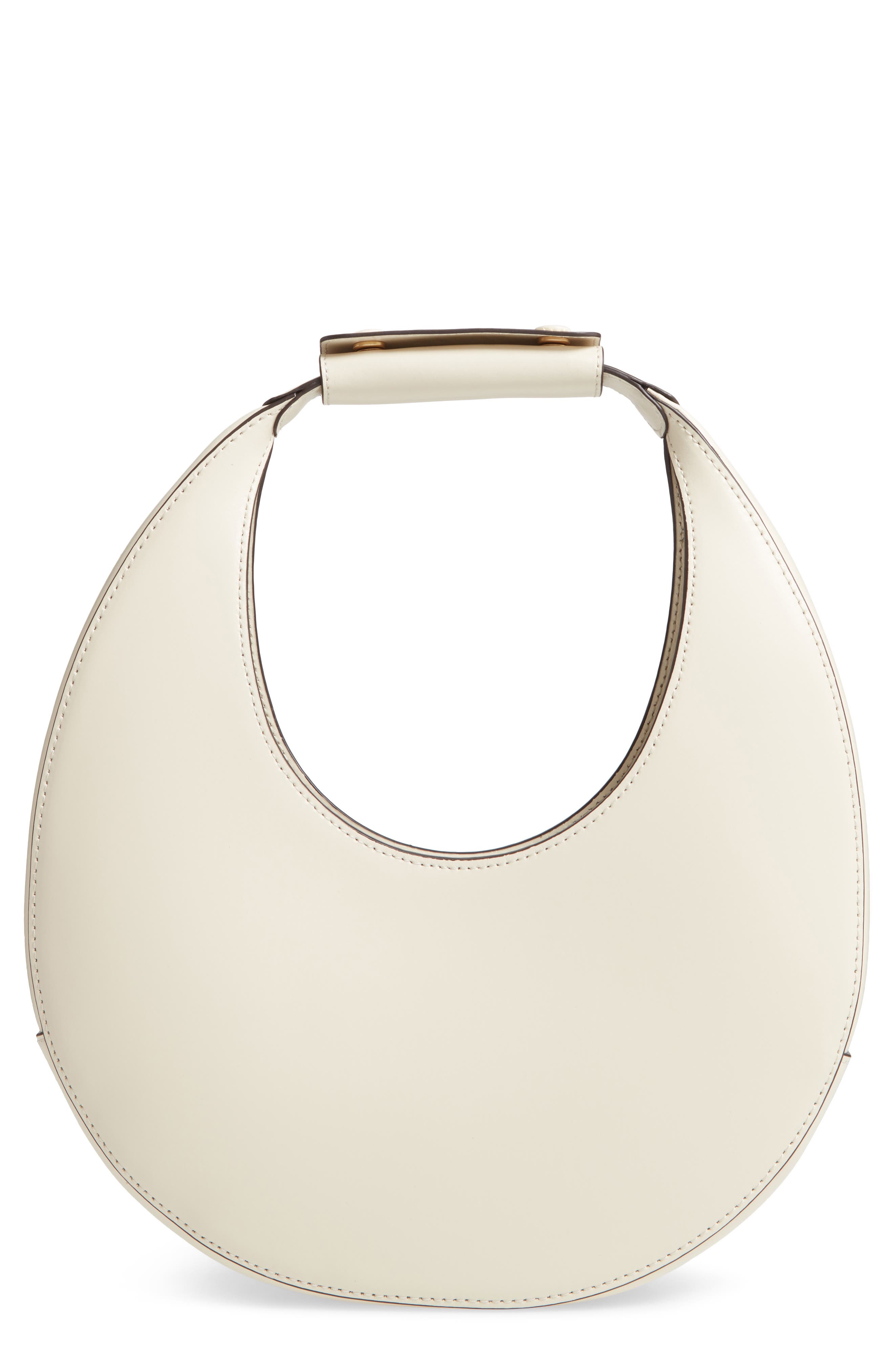 STAUD Leather Moon Bag in Cream at Nordstrom