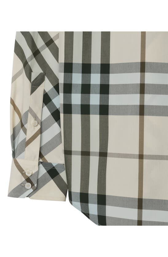 Shop Burberry Oversize Check Cotton Button-up Shirt In Alabaster Ip Check