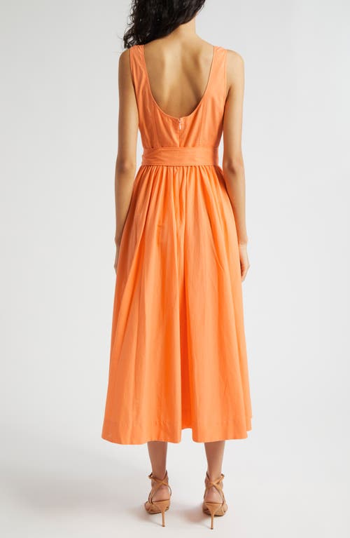 Shop Cinq À Sept Kilah Cotton Blend Midi Dress In Marmalade