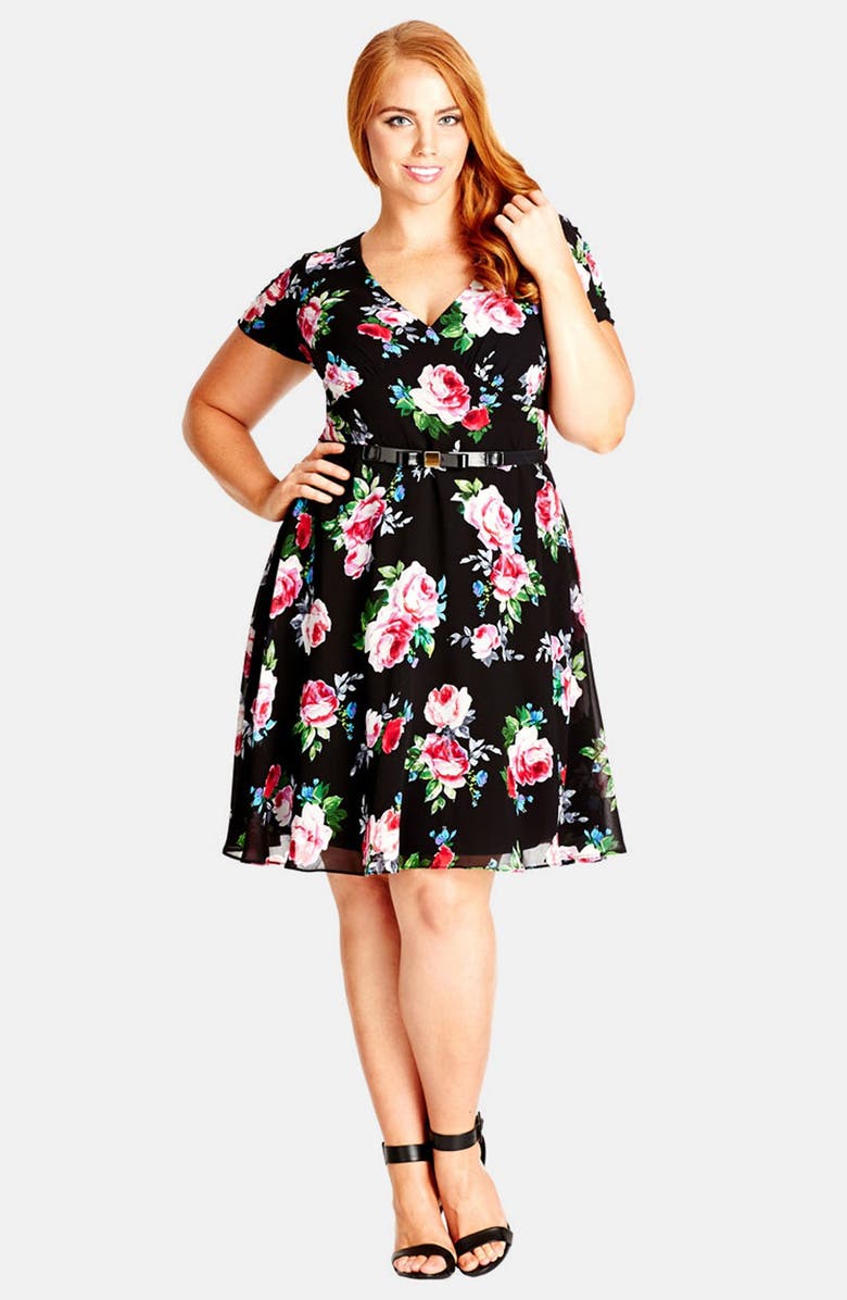 City Chic 'Pretty Rose' Fit & Flare Dress (Plus Size) | Nordstrom