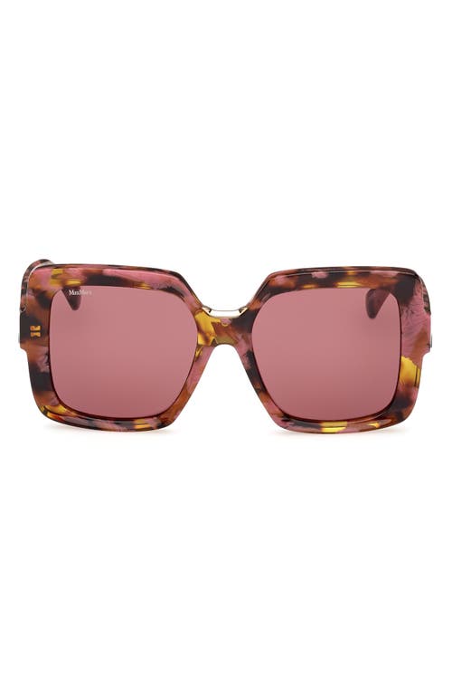Max Mara Ernest 56mm Square Sunglasses in Coloured Havana /Bordeaux at Nordstrom