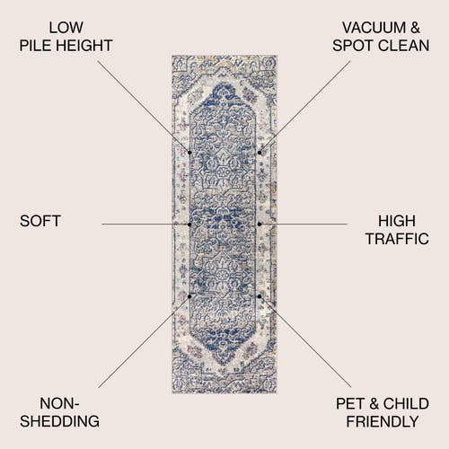 Jonathan Y Modern Persian Boho Vintage Area Rug In Cream/blue