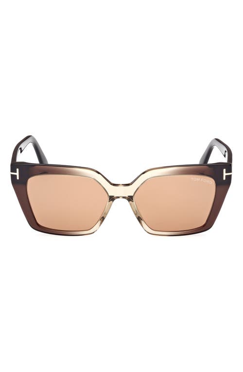 TOM FORD Winona 53mm Gradient Polarized Cat Eye Sunglasses in Shiny Beige /Brown at Nordstrom