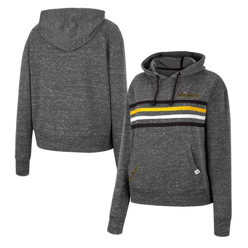 Women's Colosseum Charcoal Iowa Hawkeyes Backstage Speckled Pullover Hoodie