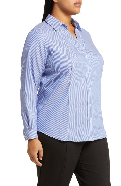 Jones New York Stripe Easy Care Shirt In Blue/white