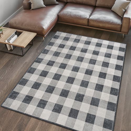 Jonathan Y Gingham Gradient Plaid Cottage Machine-washable Area Rug In Light Gray/dark Gray/cream