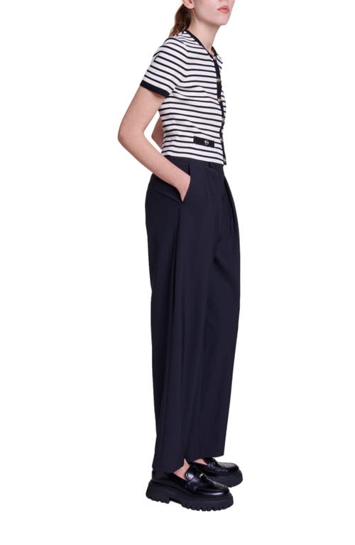 Shop Maje Wide-leg Trousers With Belt In Black