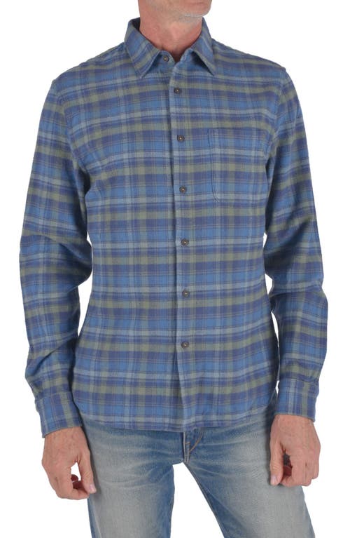 The Ripper Plaid Organic Cotton Flannel Button-Up Shirt in Blue Green