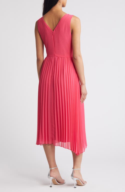 Sam Edelman V-neck Accordion Pleat Dress In Watermelon