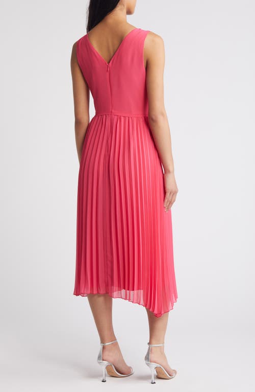 Shop Sam Edelman V-neck Accordion Pleat Dress In Watermelon