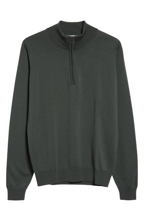 Shop John Smedley Tapton Half Zip Merino Wool Sweater In Highland Green