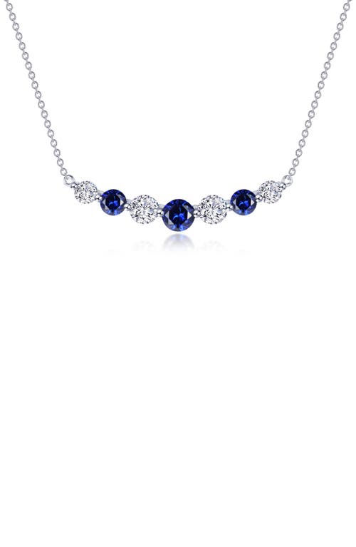 Symbols of Joy Lab Created Sapphire & Simulated Diamond Bar Pendant Necklace in Blue