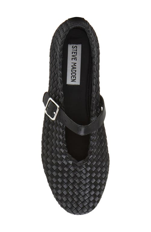 Shop Steve Madden Dreaming Mary Jane Flat In Black Satin