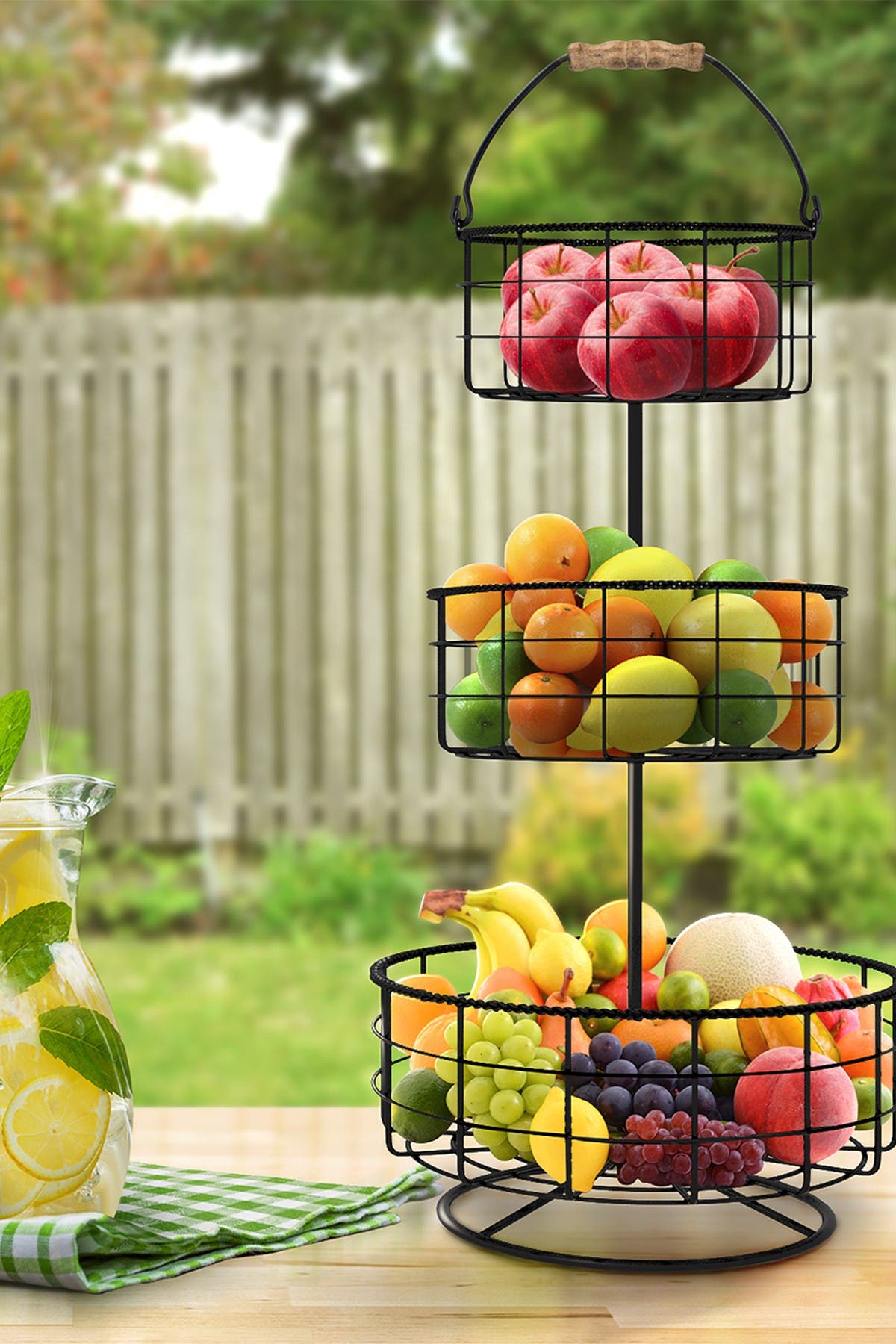SORBUS Black 3 Tier Fruit Basket