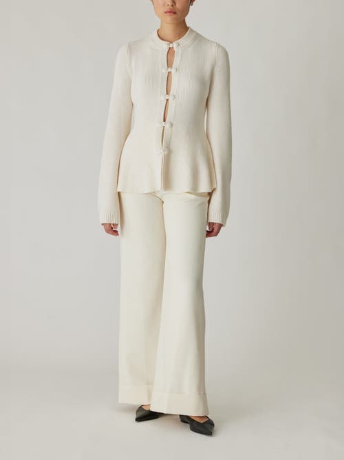 Rebecca Taylor Novlety Wool Peplum Cardi In Cream