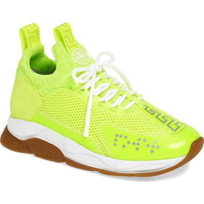 Versace Cross Chainer Neoprene Sneaker, Yellow