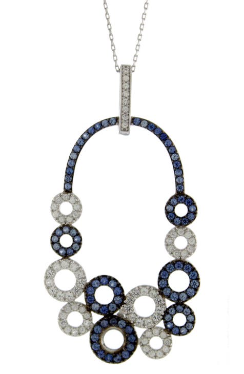 Sterling Silver & Sapphire Multi Circle Pendant Necklace