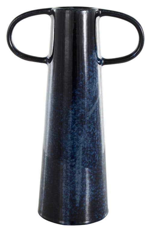 Vivian Lune Home Ceramic Vase In Dark Blue