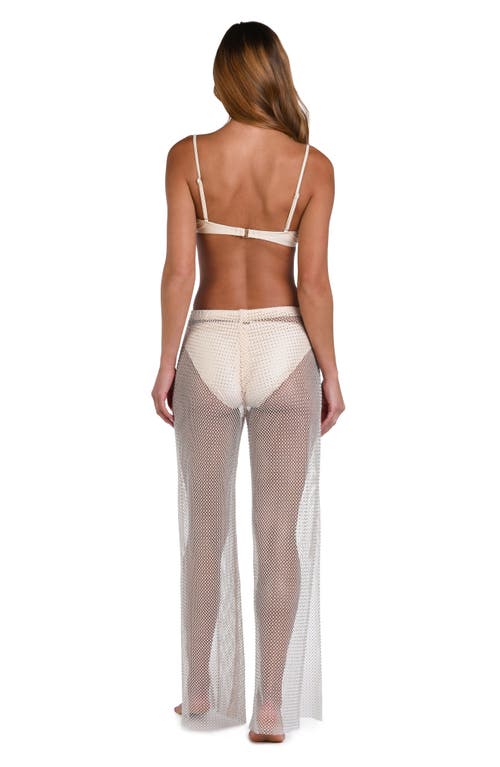 L Agence L'agence Noemi Wide Leg Mesh Cover-up Pants In Champagne