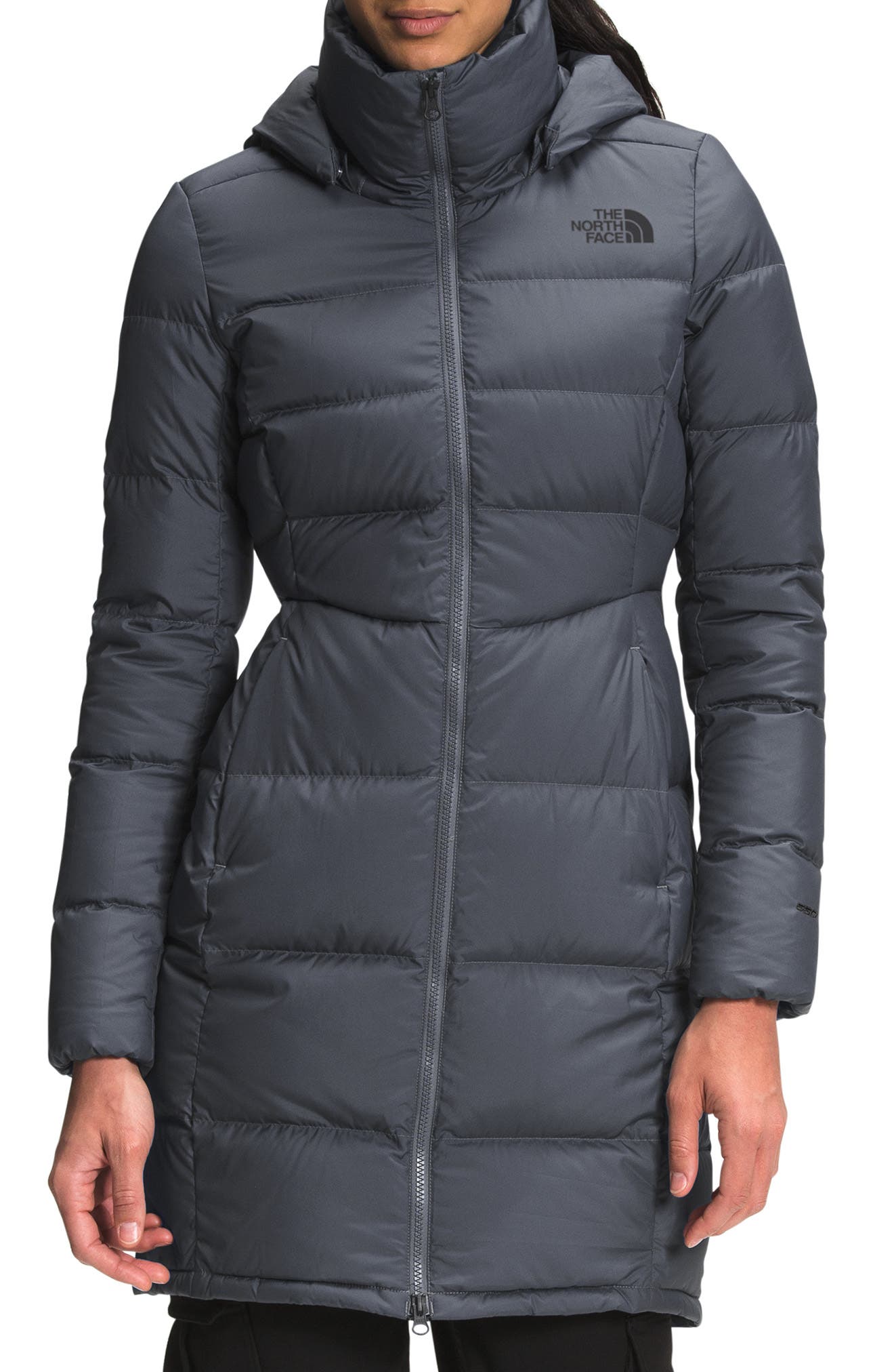 ladies grey north face coat