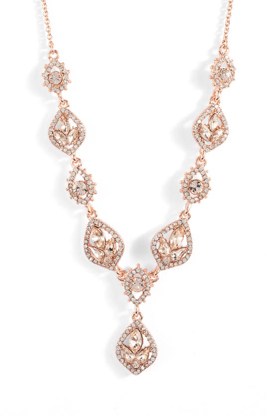 Marchesa Gold-tone Mixed Crystal Lariat Necklace, 16" + 3" Extender In Rose Gold