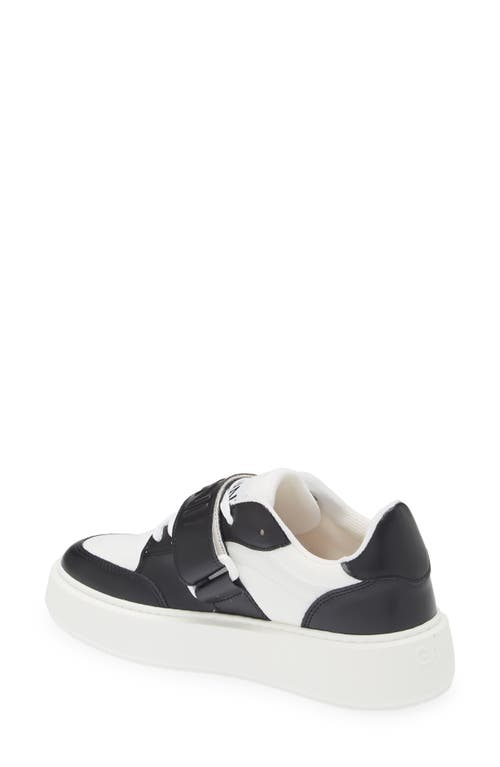 Shop Ganni Mixed Media Low Top Sneaker In Black/white Vintage