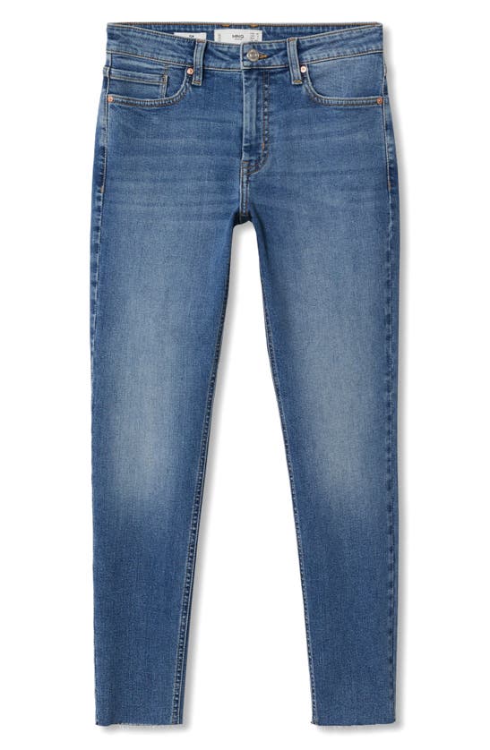 Shop Mango Crop Skinny Jeans In Medium Blue