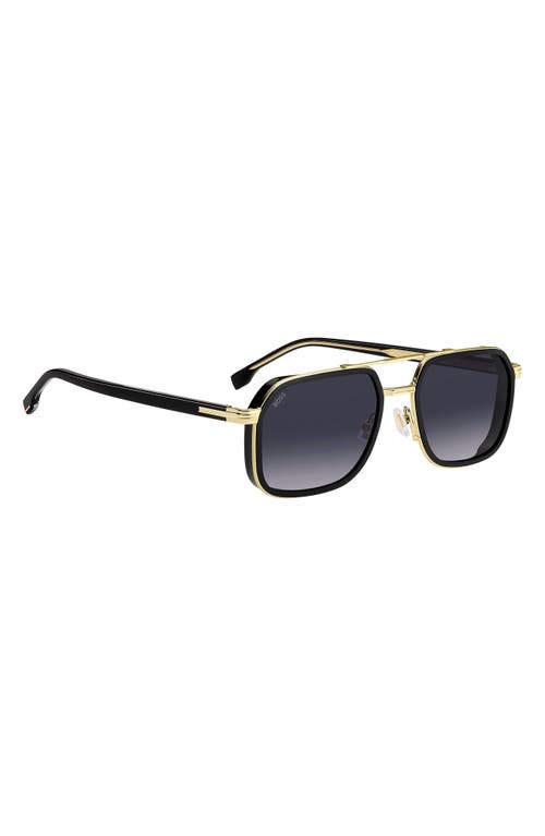 Shop Hugo Boss Boss 55mm Rectangular Sunglasses In Black Gold/dark Grey Sf