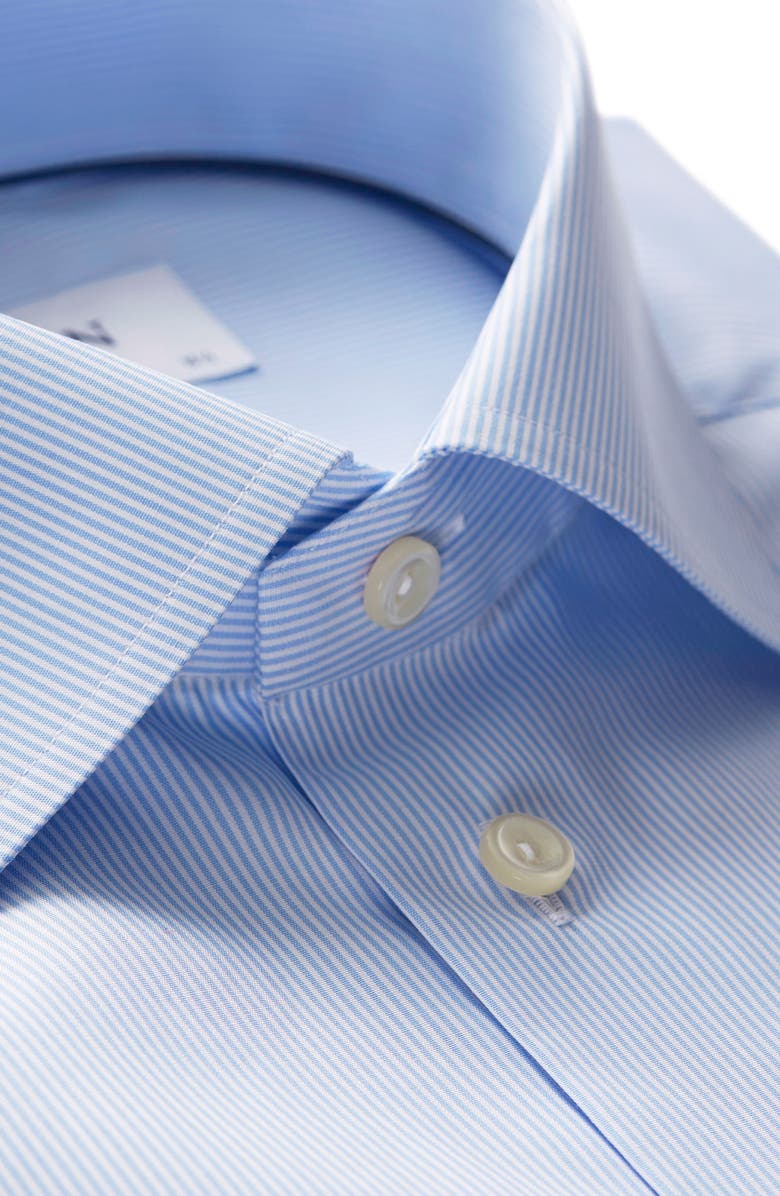 Eton Slim Fit Stripe Dress Shirt, Alternate, color, Light Blue/ White