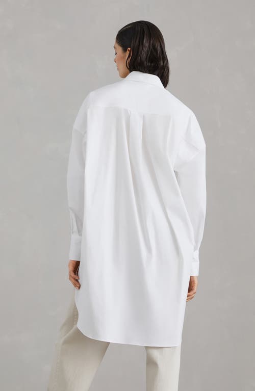 Shop Brunello Cucinelli Long Shirt With Monili In White