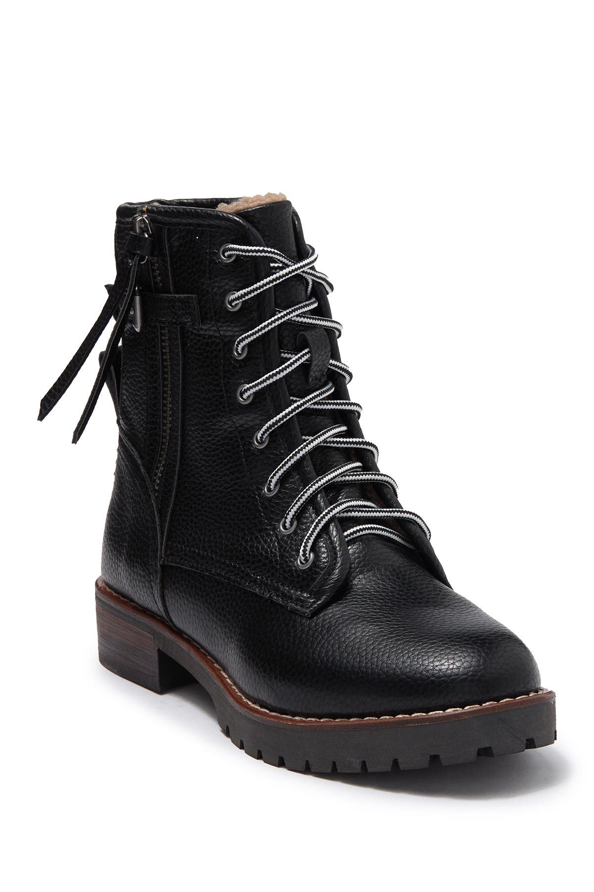 fur lined lace up boots