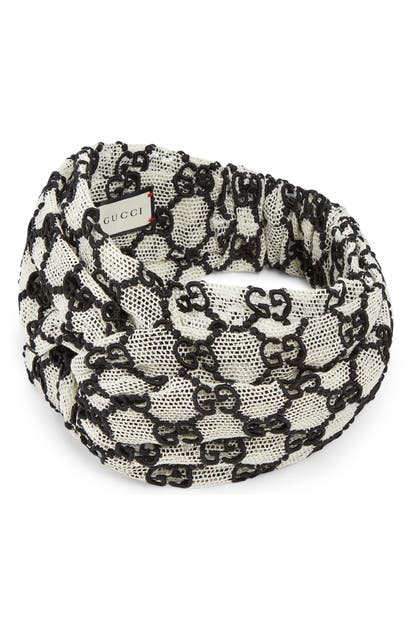 Gucci Knotted Head Wrap In Ivory/ Black