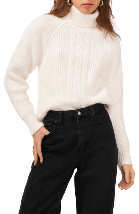 Ladies Basic Turtleneck Pullover - White